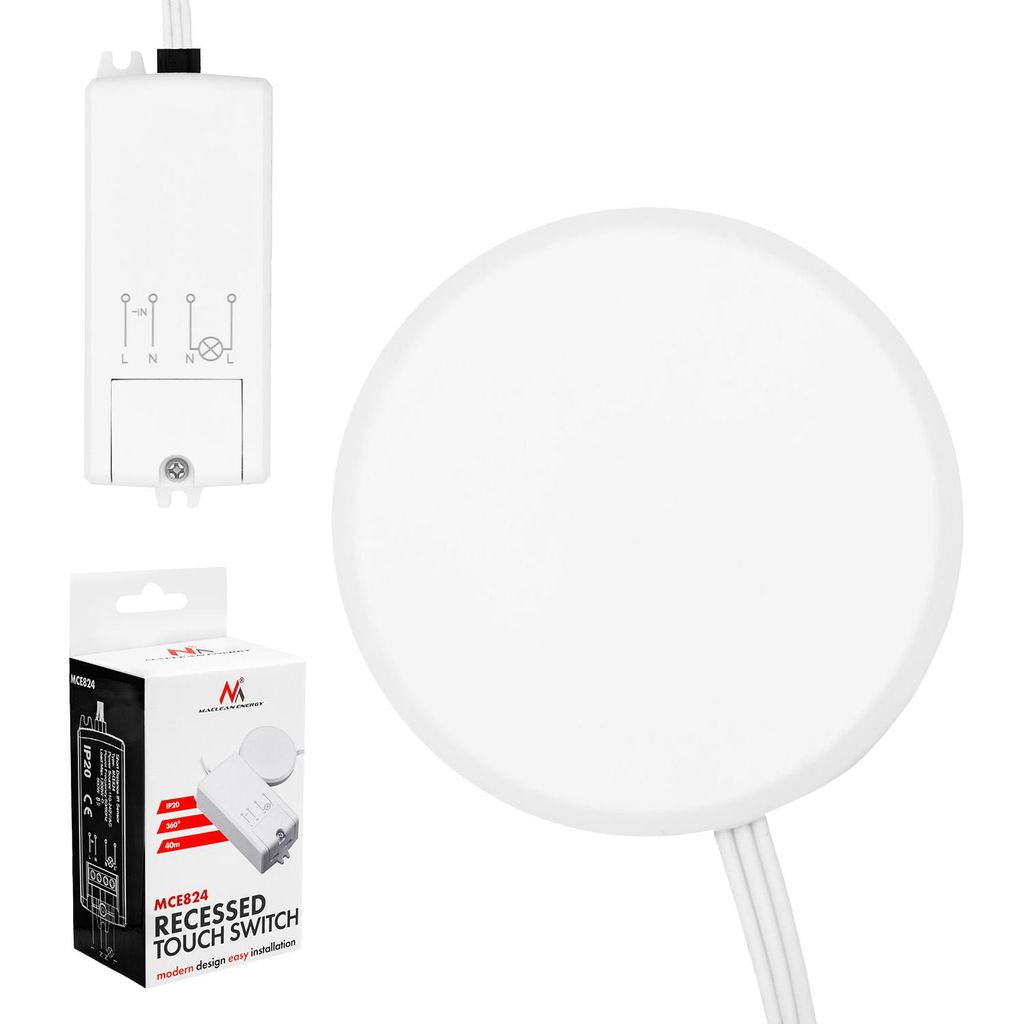 Maclean inbouw-touchschakelaar <40 mm, 110–240 V AC, Productafbeelding 