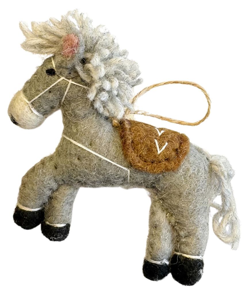 Vintage handgefertigtes Filzpferde-Ornament, chinesisches Neujahr, Wolltier-Anhänger für Baum, Zuhause, Auto, Rucksack.
