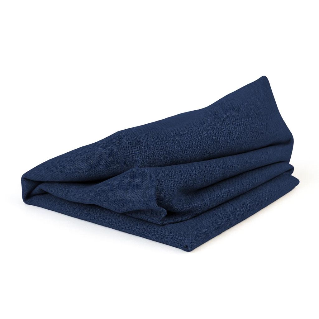 A folded dark blue fabric, likely a cushion cover, is shown against a white background.