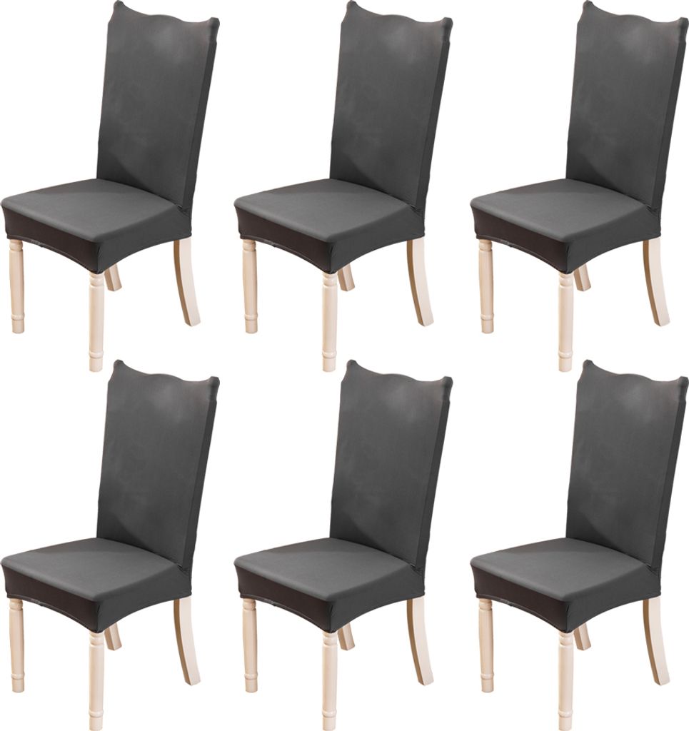 6 Stück Elastische Moderne Beschützer Stuhlhussen Hochzeit Partys Bankett Deko Esszimmer,Grau
