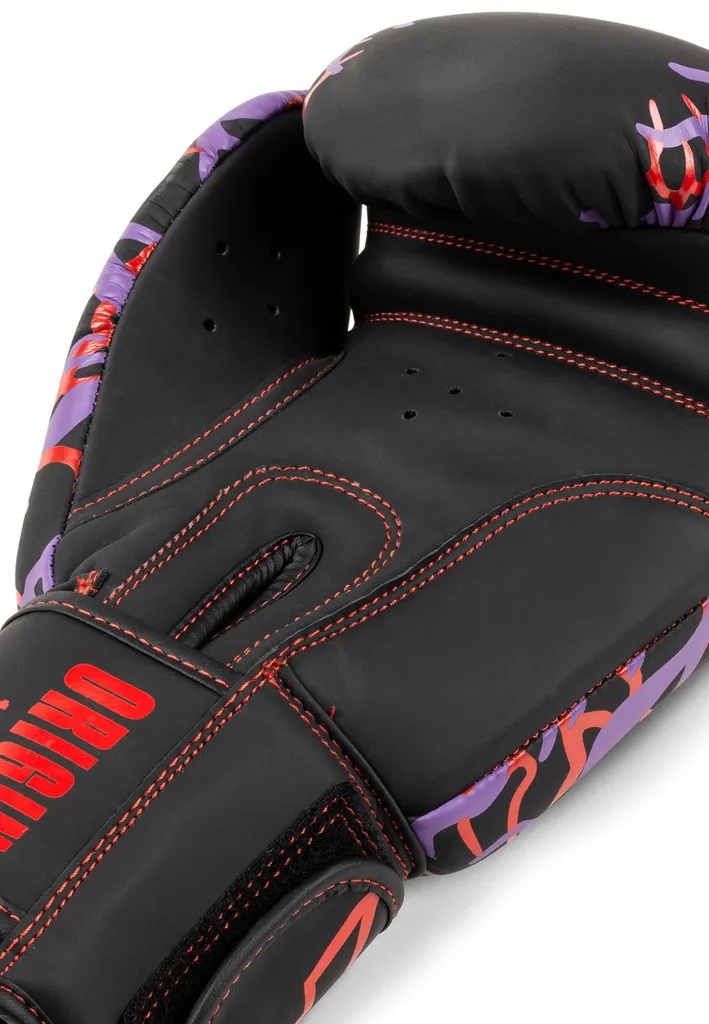 Gants de boxe Tapout ORIGIN Black Red Aubergine 14 oz en similicuir