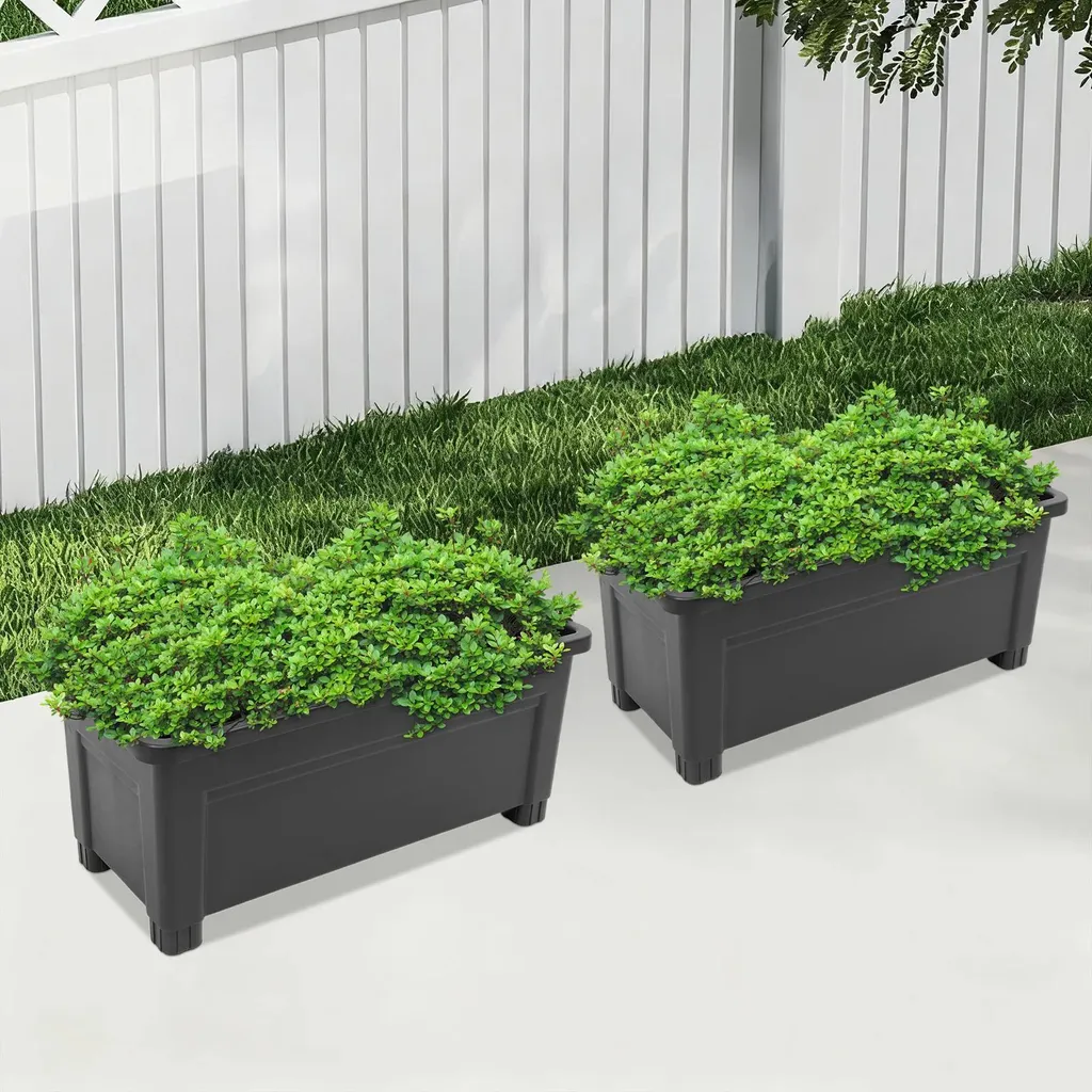 Jardinière rectangulaire pour balcon et terrasse lot de 2 bacs extérieurs - 2