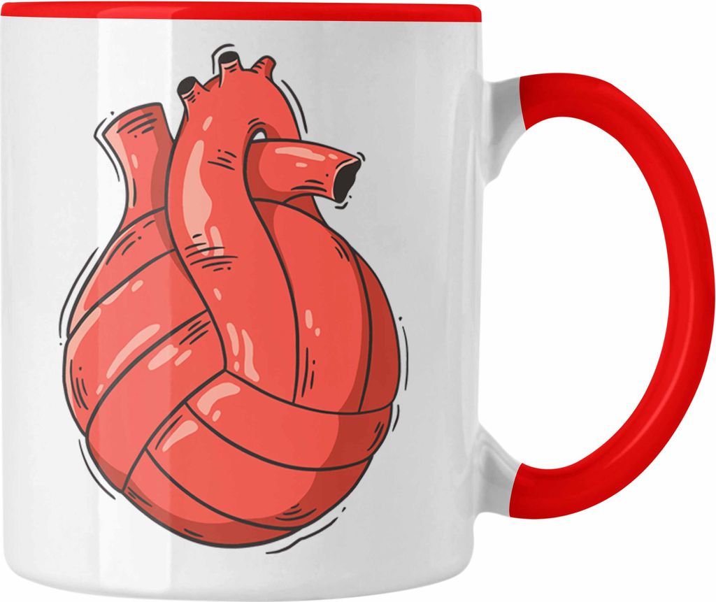 Trendation - Herz Tasse Valentinstag Volleyball Spieler Kaffeetasse Geschenk für Sie Ihn Liebe Blumen Volleyball Trainer Coach Grafik (Rot)
