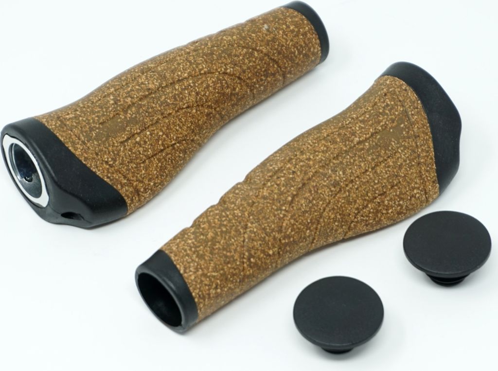ergonomische Fahrradgriffe Gel + Kork braun/schwarz Fahrrad Lenkergriffe 135/135 mm