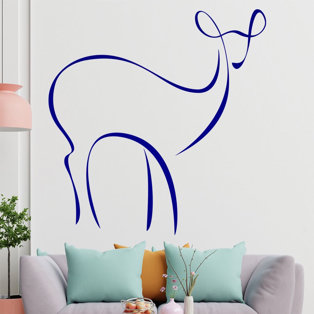 Reh Linien Wandtattoo in 6 Größen - Wandaufkleber Wall Sticker - Dekoration, Küche, Wohnzimmer, Schlafzimmer, Badezimmer