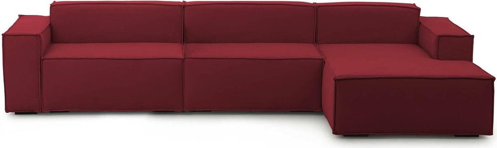 Festes Sofa Dmaiol, Modulares 4-Sitzer-Sofa mit rechter Halbinsel, 100% Italy, Modernes Sofa aus Stoff, Cm 340x170h70, Rot