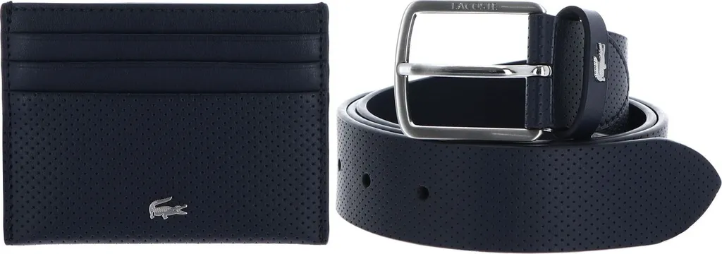 Set Regalo Lacoste Uomo: Cintura in Pelle Blu e Cardholder Elegance