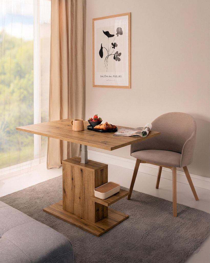 Design Couchtisch WM-4 stufenlos höhenverstellbar Esstisch Ablage