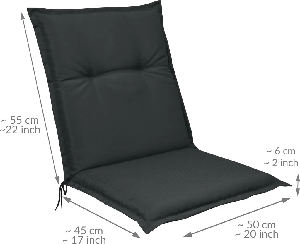 Coussin de Fauteuil Jardin Dossier Bas 100x50cm Graphite - Modèle Base NL