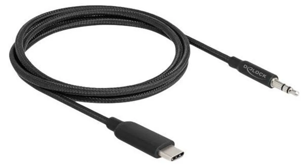 Câble Audio Stéréo Delock Jack 3,5 mm Mâle vers Mâle Noir de 1m