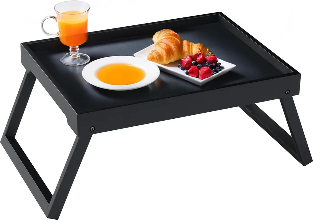 Plateau de lit en bois de bambou naturel, support pliable multi-usage - M1
