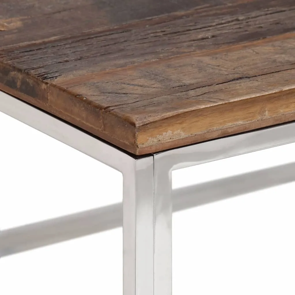 Coffee Table Design Acciaio Inox e Legno Massiccio Minimalista - 2