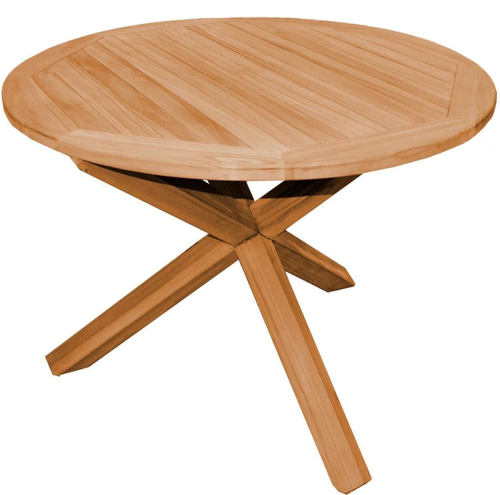 Teako Design Esstisch Teakholz Rund Ravenna – Wetterfestes Massivholz, Durchmesser wählbar (100 cm)