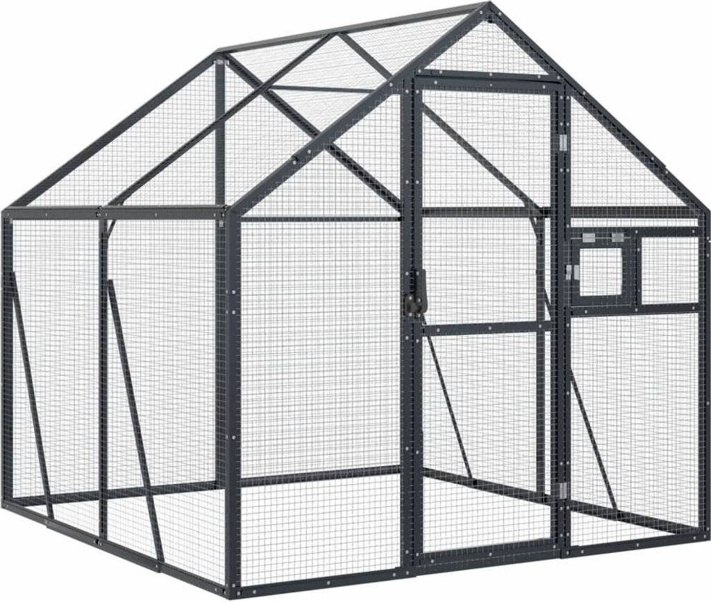 vidaXL Woliera antracyt 1,79x2x1,85 m aluminium Zdjęcie produktu 