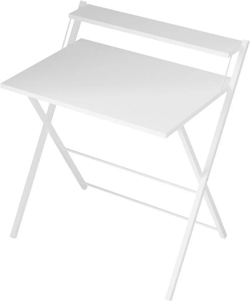 Table pliante LUNOR avec tablette 76x50x84 cm blanche multi-usage - 3