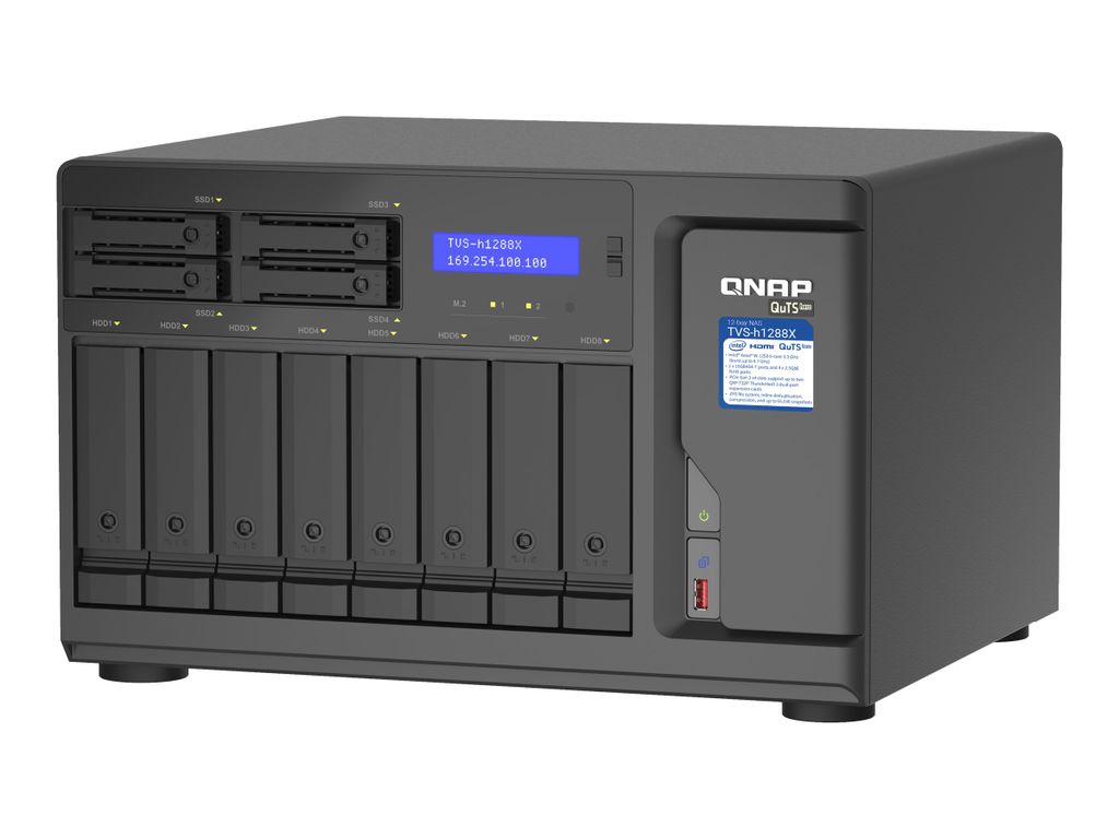 QNAP TVS-h1288X - NAS-Server - 12 Schächte - SATA 6Gb/s - RAID RAID 0, 1, 5, 6, 10, 50, JBOD, 5 Hot Spare, 6 Hot Spare, 60, 10-Hot-Spare, RAID TP ...