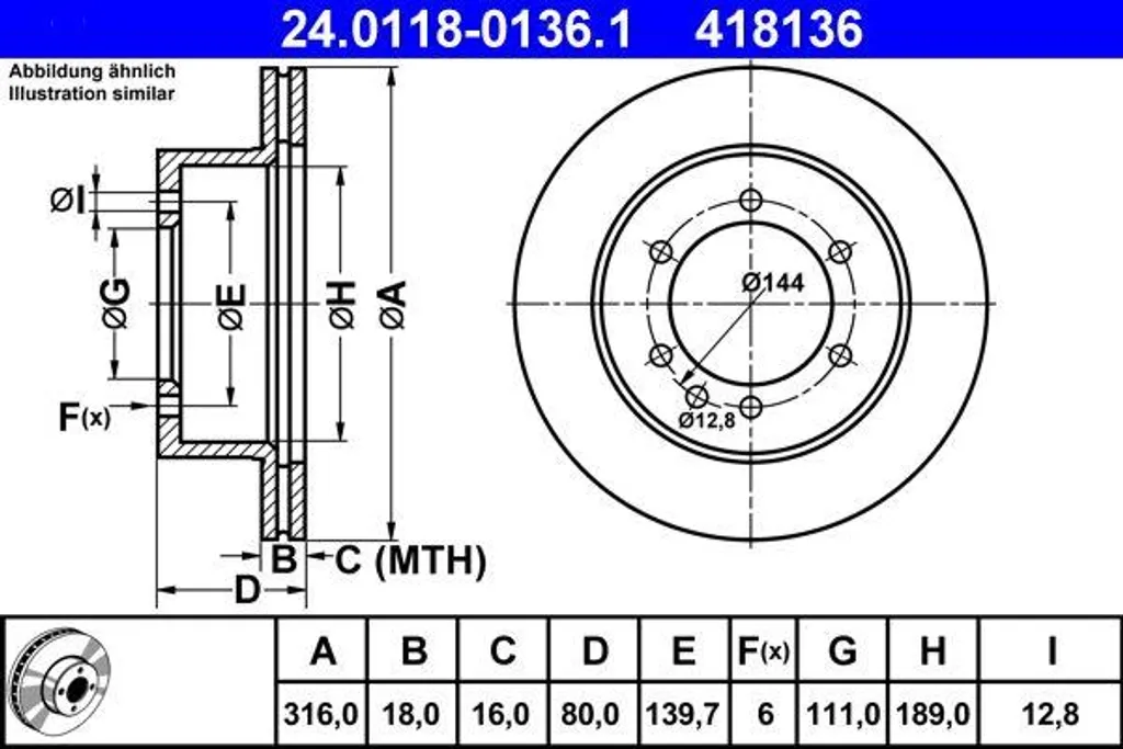 Disque de frein de rechange Nissan Patrol OE 4320605J03 qualité ATE