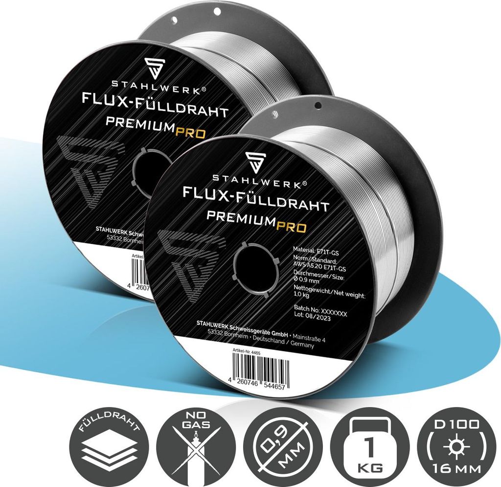 STAHLWERK Fülldraht 2er Set FLUX E71T-GS 0,9 mm 1 kg Produktbild 