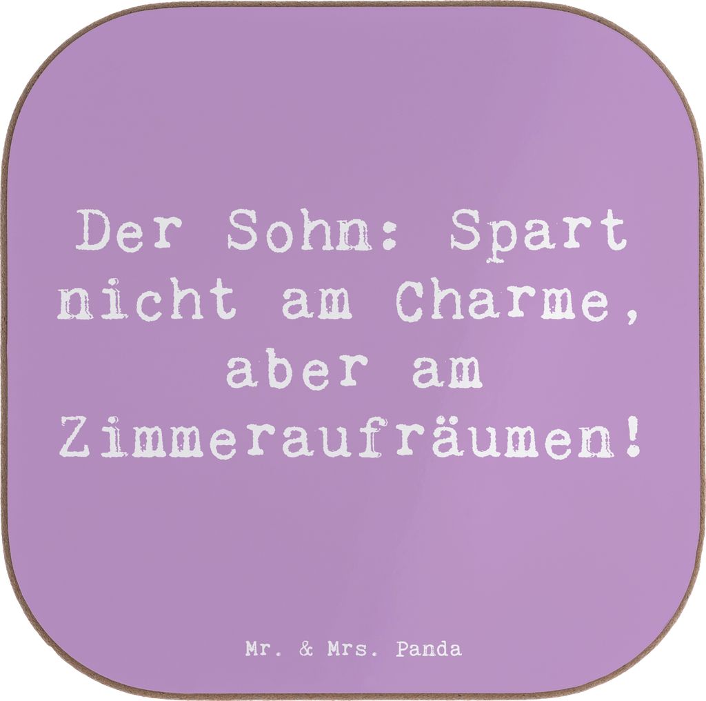 Mr. & Mrs. Panda Tischuntersetzer Spruch Sohn Charme - Lavendeltraum - Geschenk, Tischschoner, Zimmer aufräumen, Jubiläen, Tassen Untersetzer, f...