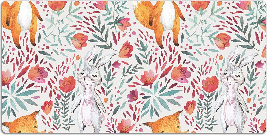 Schreibtischmatte Tischunterlage 90x45 cm Mauspad - Fuchs und Kaninchen