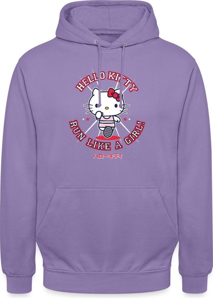 Spreadshirt Hello Kitty Run Like A Girl Sport Uni Hoodie, XL, Lavendel