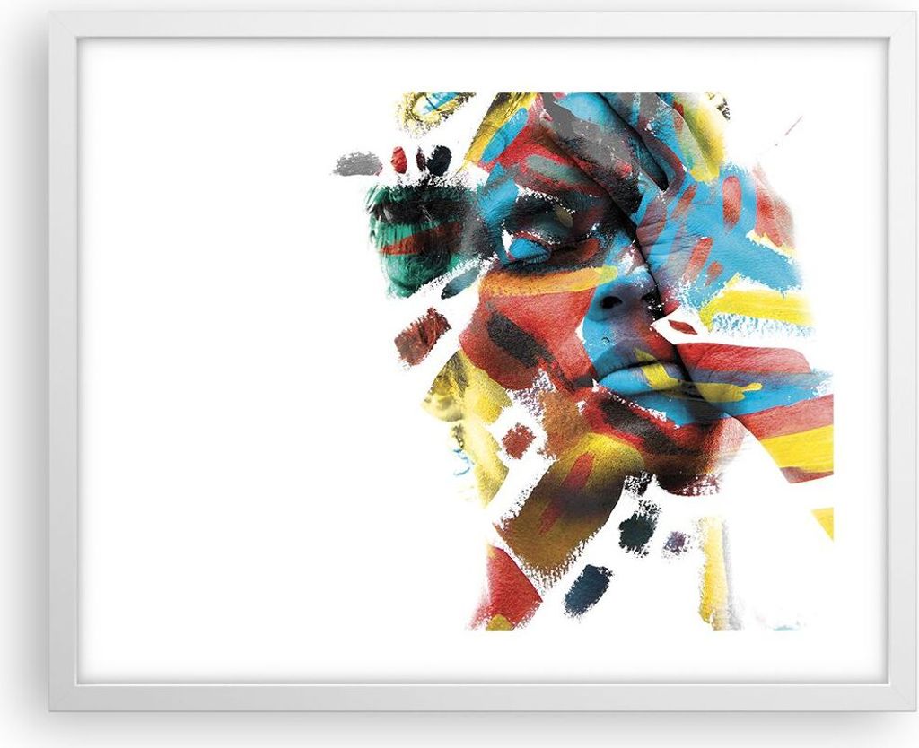 Gerahmtes Poster - Weißer Rahmen - Gemalt Gesicht Modern - 50x40 cm - Wand Bild - Wanddeko - Wandbilder - Kunstposter - Wandposter - Bilderrahmen ...