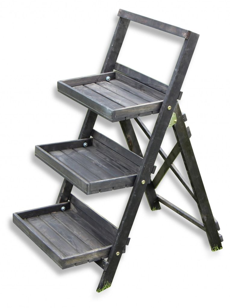 Blumenleiter Blumentreppe mit 3 Etagen, schwarz Produktbild 