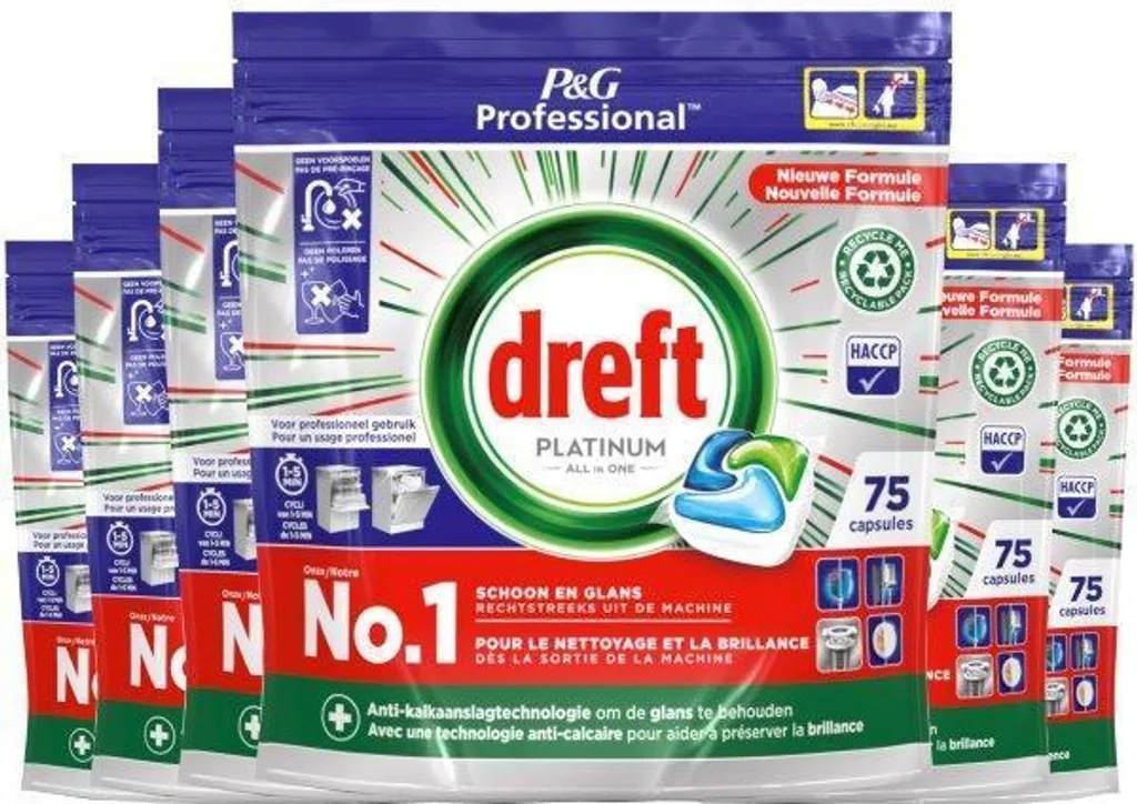 Tablettes Lave-Vaisselle Tout-en-Un Dreft Platinum - Pack Eco 450 doses
