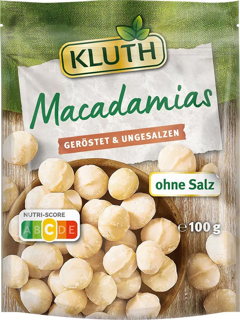 Macadamias Kluth grillées et non salées snack croquant 100g Image du produit 