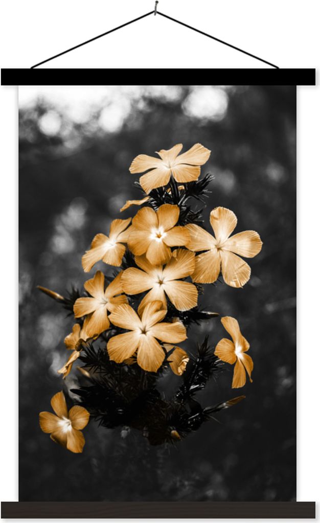 MuchoWow Textilposter Blumen - Braun - Schwarz - Weiß 40x60 cm mit schwarzem Rahmen - Wanddekorationen
