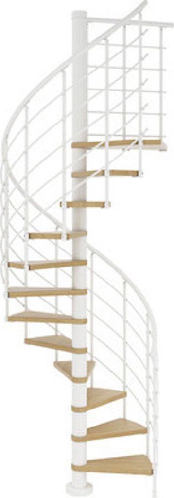 Pertura Spindeltreppe Koralia Eiche Leimholz Ø 140 cm Weiß 13 Stufen 14 Steigungen