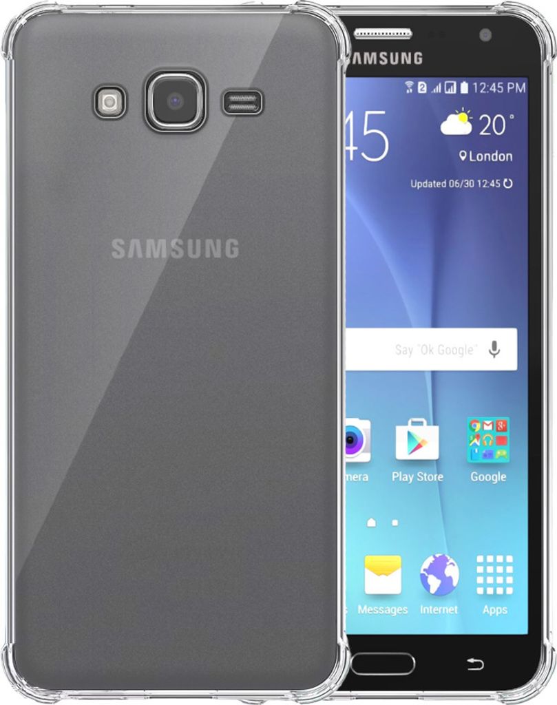 Smartphonica Telefon Fall geeignet für Samsung Galaxy J7 2015 Transparent Shockproof - Shockproof TPU SIlicone Backcover Case mit Bumper Transparent