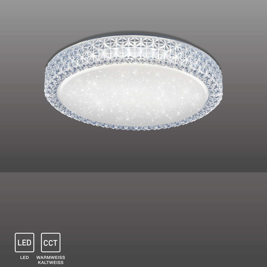 LED Deckenleuchte Sternenhimmel mit Kristall Dimmbar Wohnzimmer 24W Deckenlampe 