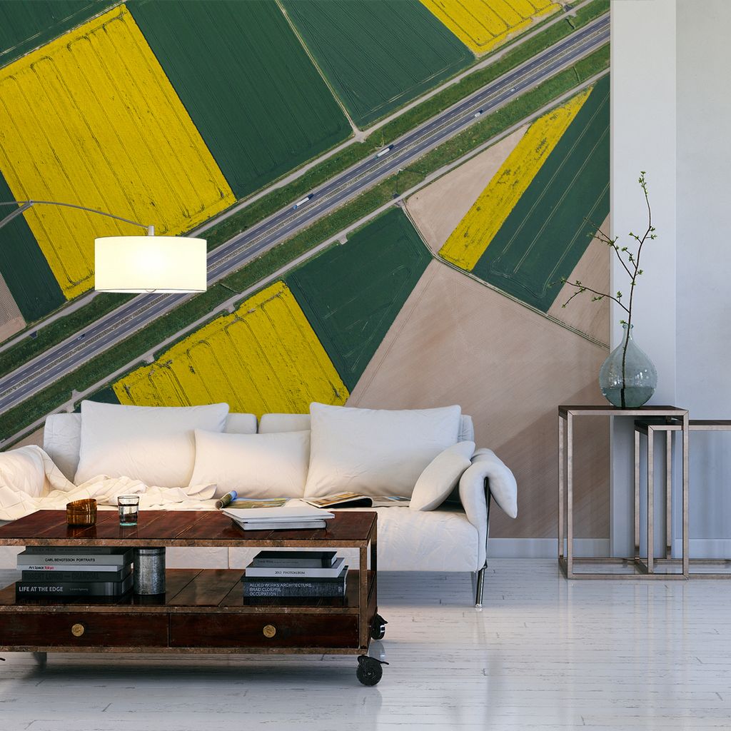 Muralo XXL Vlies FOTOTAPETE FELD Stra§e Aussicht von oben Dekor (B) 180 cm x (H) 120 cm Tapete Wandtapete WOHNZIMMER SCHLAFZIMMER 4561