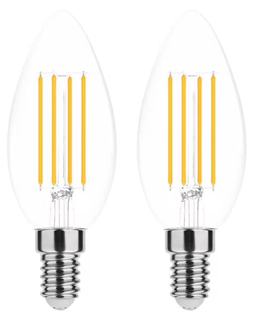 Modee E14 LED-Lampe 4W - 470lm - 2700K - Warmweiß - LED-Filament-Kerzenlampe B35 - Ersetzt 40W Halogen-Glühbirne - 2 Stück