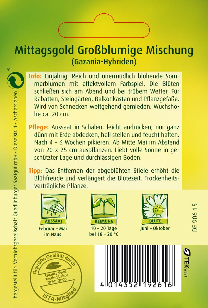 Quedlinburger Saatgut - Mittagsgold Großblumige Mischung - Produktbild 