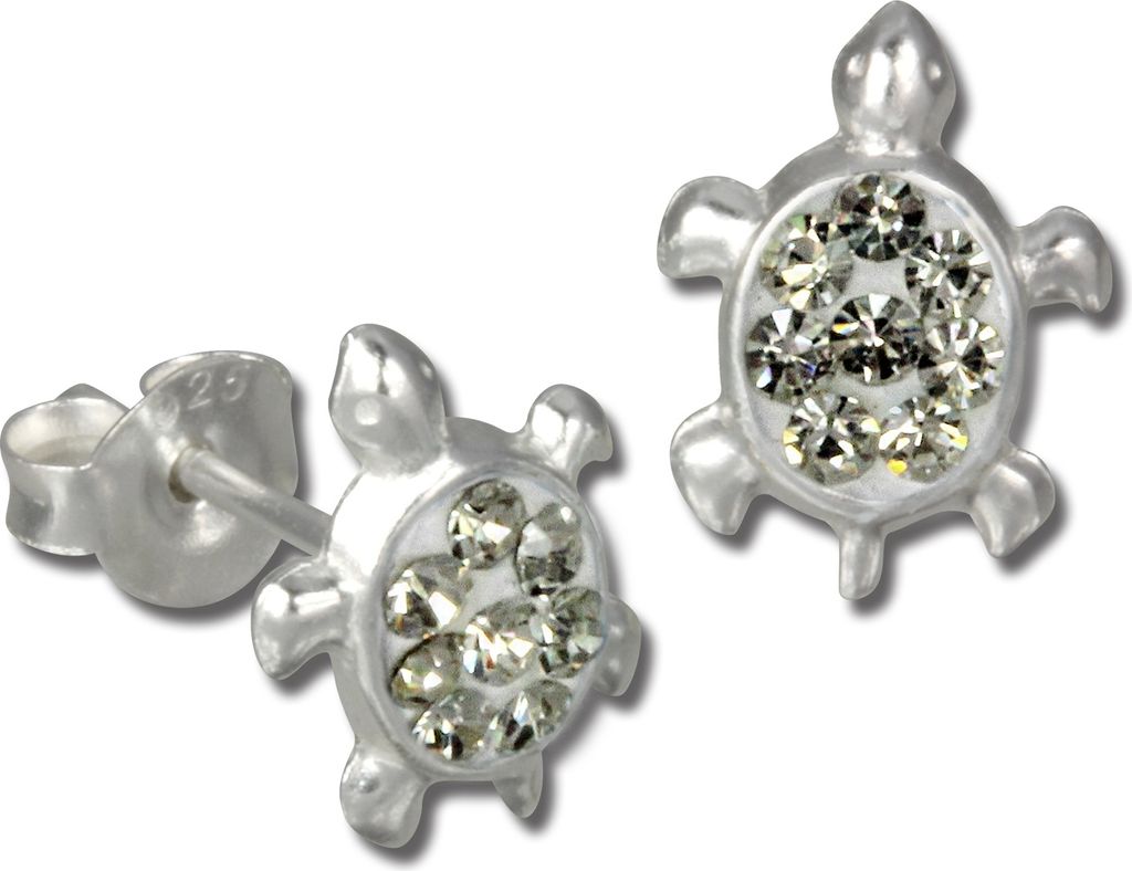 Teenie-Weenie Ohrstecker Kinder 925 Silber weiß Schildkröte Ohrringe SDO8006W