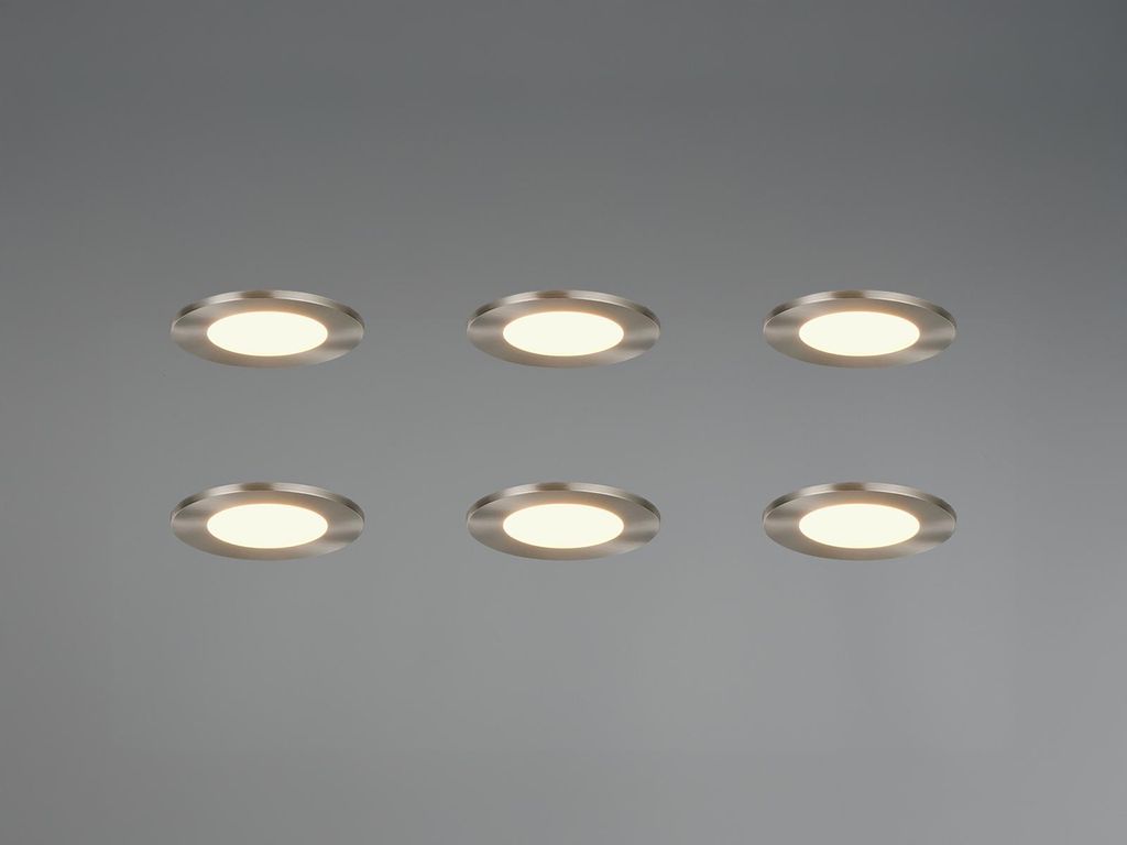 LED Decke Einbaustrahler 230V 6er Set dimmbar 2 Lichtfarben flach rund Ø 8,5cm