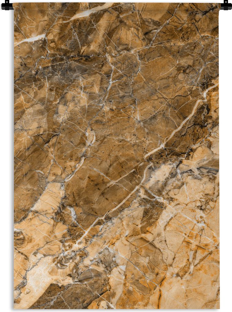 MuchoWow Wandteppich Wandbehang Granit - Stein - Gelb - Orange 60x90 cm Tapisserie Dekoration Wandtuch - Foto-Teppich - Abwaschbar
