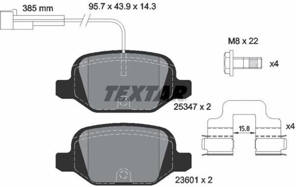 Textar Bremsbeläge für Abarth Fiat 500 + 500C 0,9-1,4 Lucas mit Sensor
