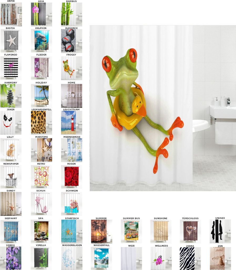 SANILO® Duschvorhang Froggy 180 x 200 cm Produktbild 