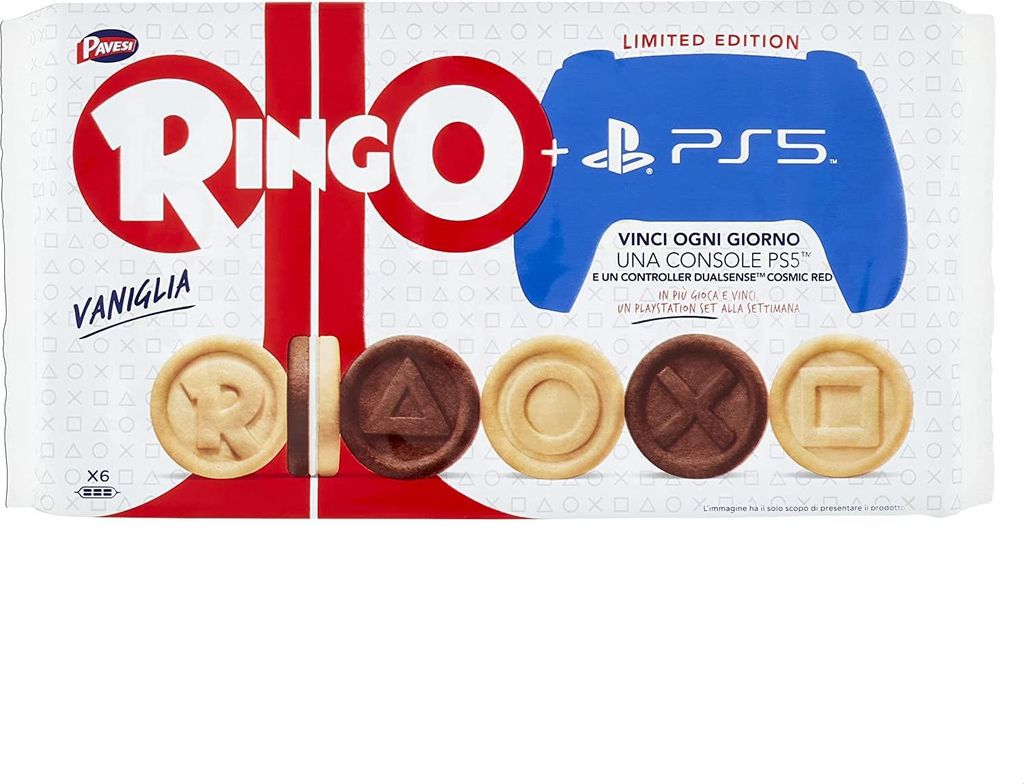6x Pavesi Familienpackung Kekse Ringo 6x55g Kuchen mit Vanille snack cookies riegel schokoriegel