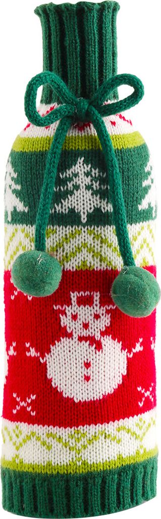 Weihnachts-Weinflaschen-Abdeckung mit hohem Kragen, glatte Oberfläche, gestrickter Stoff, Weihnachtsgeschenk, Weinflaschen-Pullover für Zuhause-S...