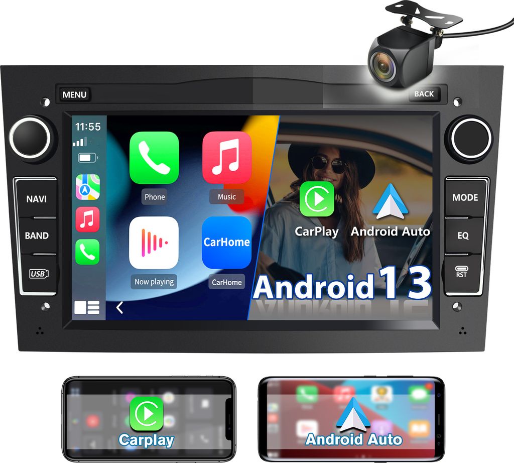 7”Android 14 Autoradio GPS Navi Carplay Für Opel Astra H Corsa C D Zafira WIFI BT SWC USB DAB+ 2GB+64GB Mit KAM