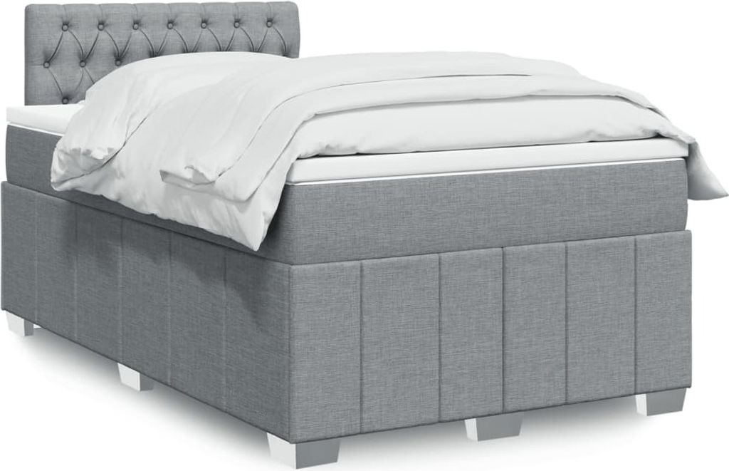 Möbel Boxspringbett mit Matratze Hellgrau 120x190 cm Stoff - Klassische Betten 3289314