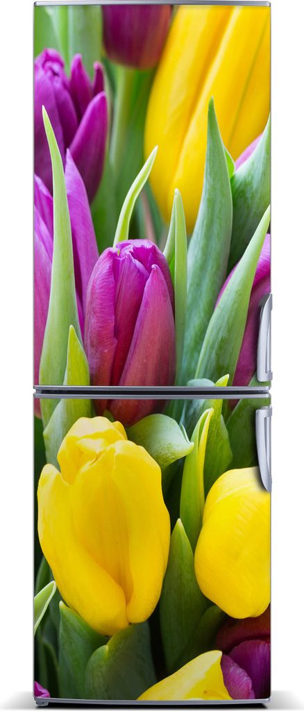 Tulup Kühlschrankdekoration - Magnetmatte - 70 cm x 190 cm - Magnet auf dem Kühlschrank - Bunte Tulpen