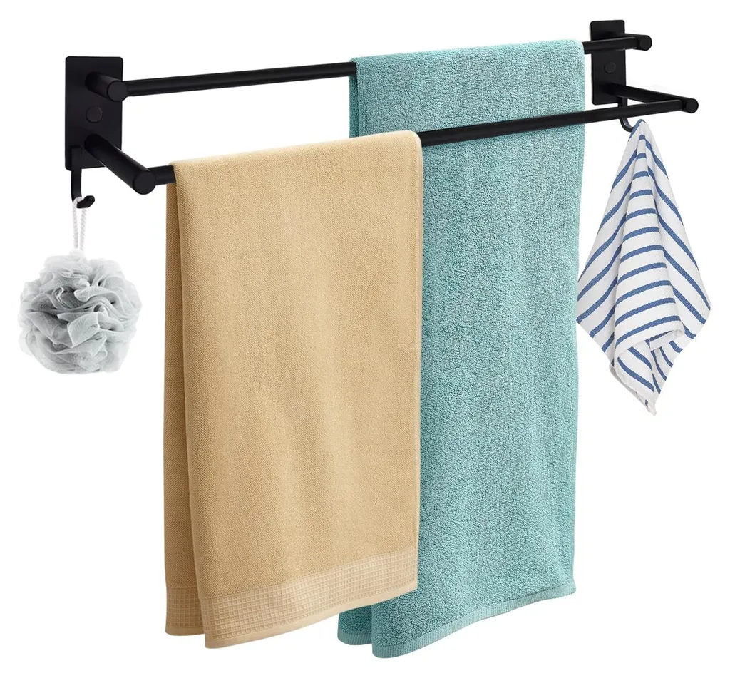 Porte-serviette cuisine et salle de bain 70 cm inox à coller au mur