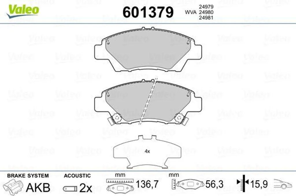 Plaquettes de frein haute performance Valeo 601379 anti-bruit pour City