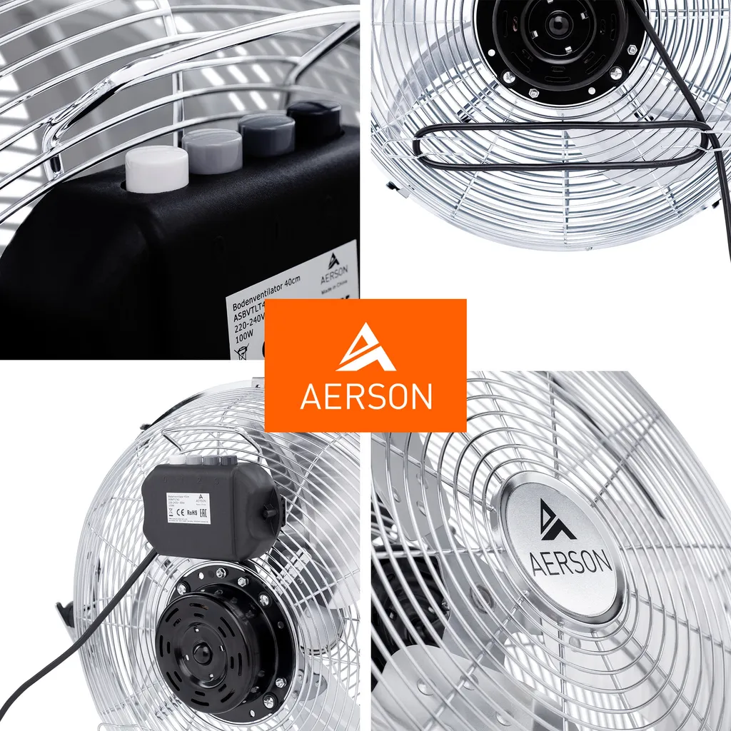 Ventilateur 30cm AERSON Chrome 45W - Machine à vent robuste et design - 9