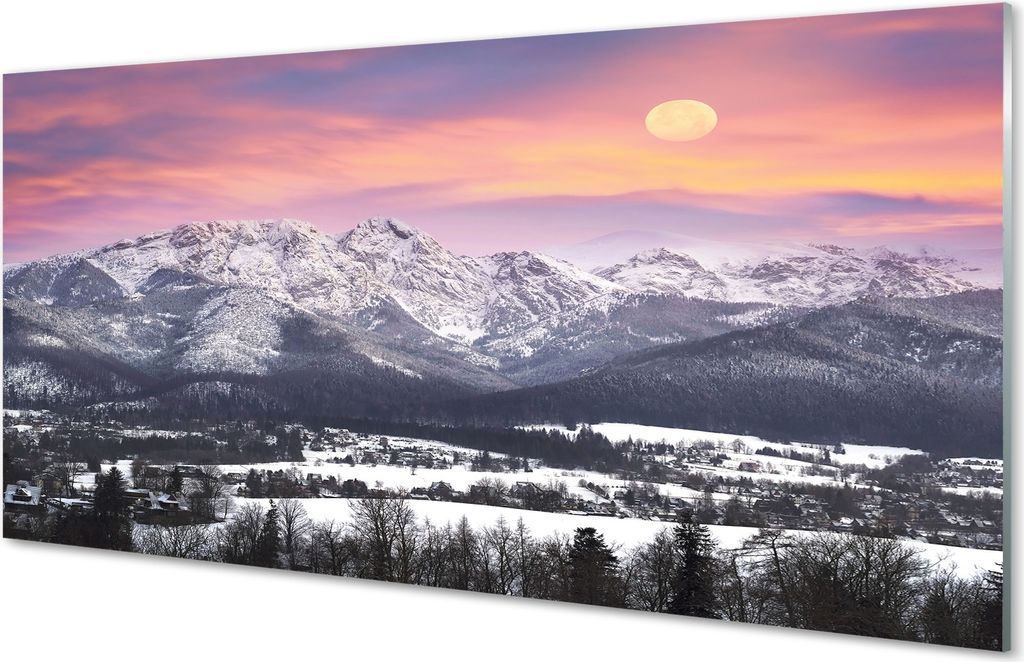 Glasbilder 120x60 Wandkunst Berg Winter Produktbild 